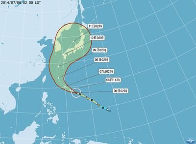 Taifun Neoguri wohl am Dienstag Taiwan am nächsten