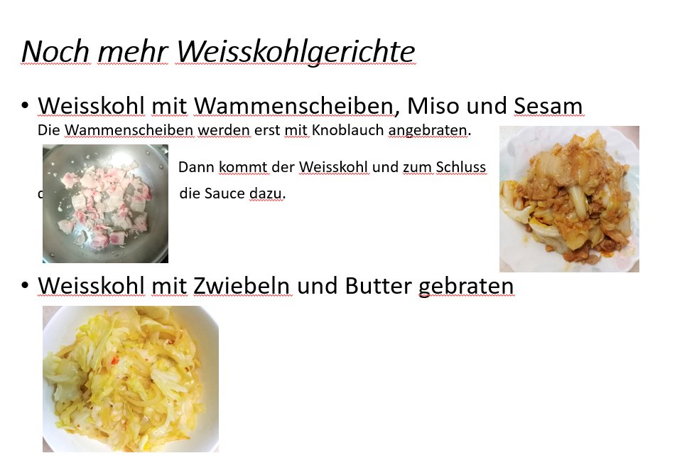 Mehr Weißkohlgerichte
