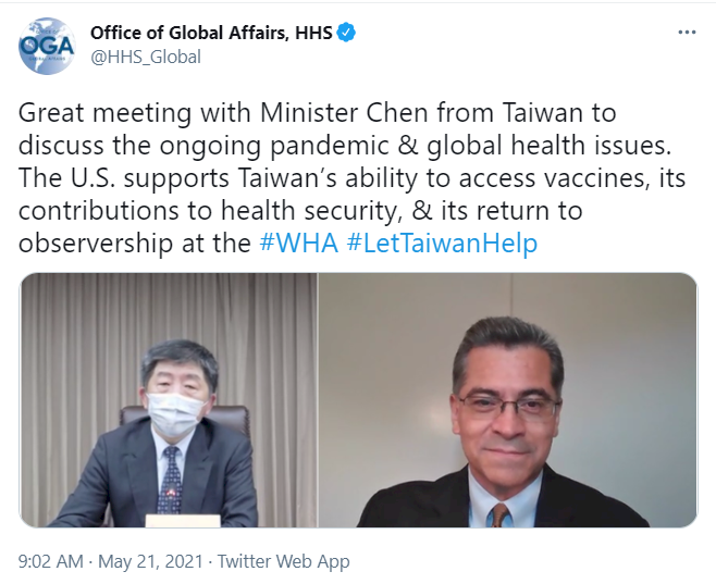 Gesundheitsminister Chen telefoniert mit US-Gesundheitsminister Becerra