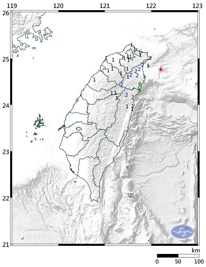Erdbeben der Magnitude 4,8 vor der Nordostküste Taiwans